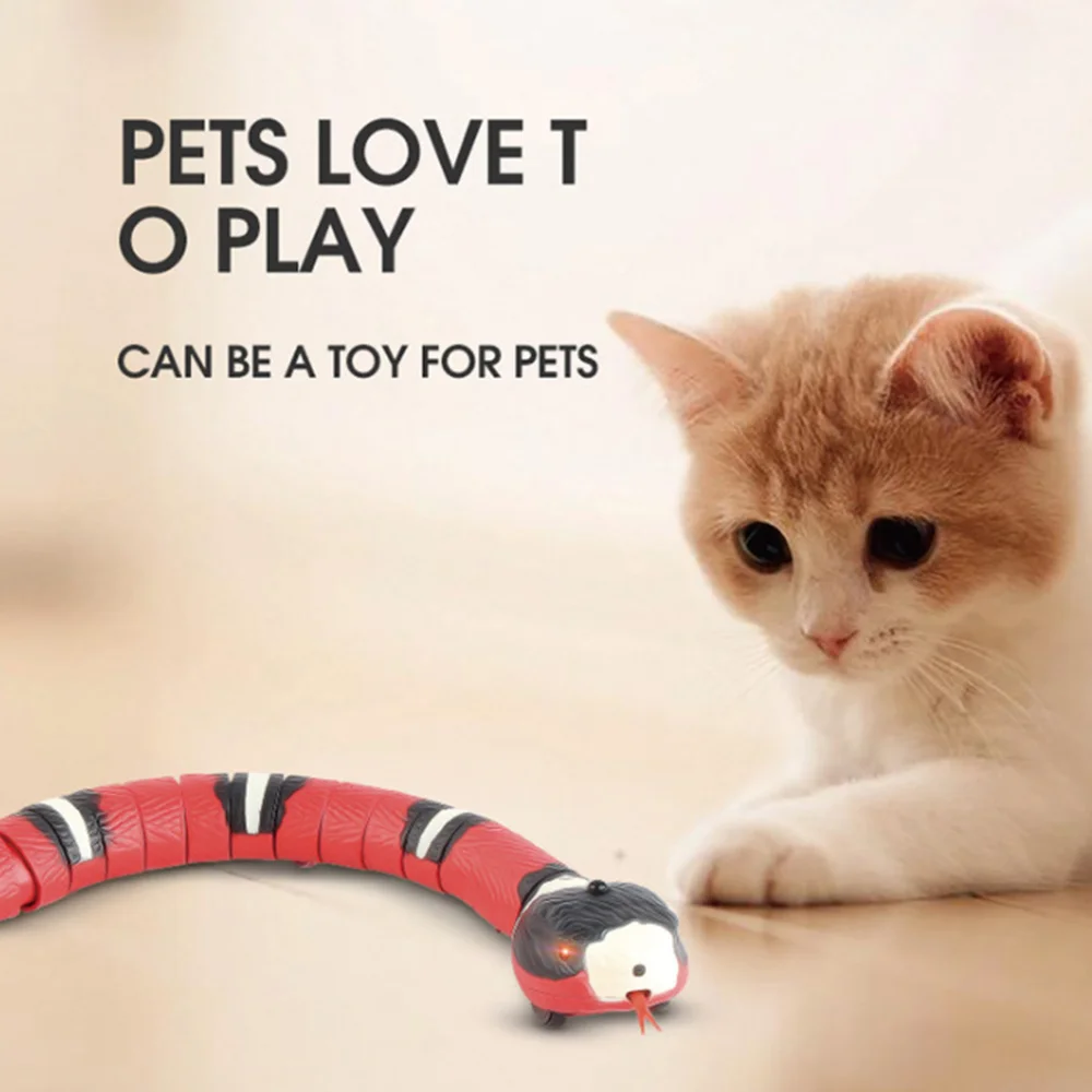 

Intelligent Electric Induction Obstacle Avoidance Silver Ring Snake Remote Control Snake Cat Teaser Toy Scary Trick Rattlesnake