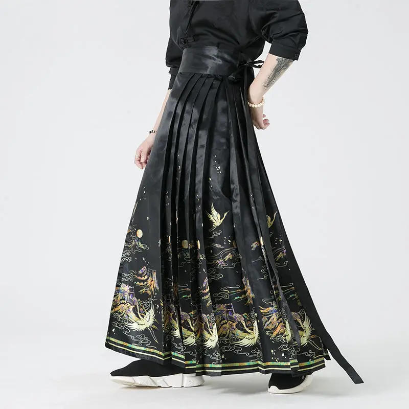 9-цветная модная черная юбка Hanfu с конским лицом и рубашкой для мужчин женщин