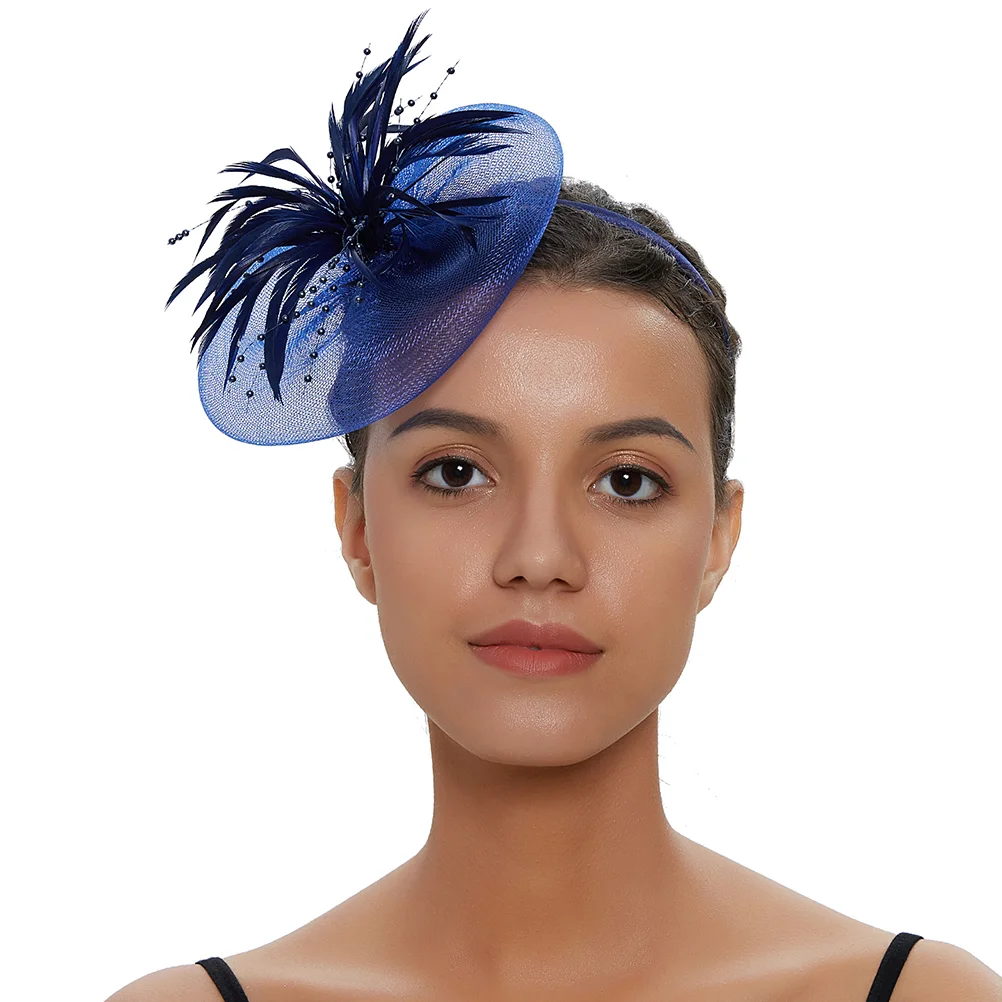 Сетчатая повязка на голову с перьями аксессуары для волос плетение страз белый