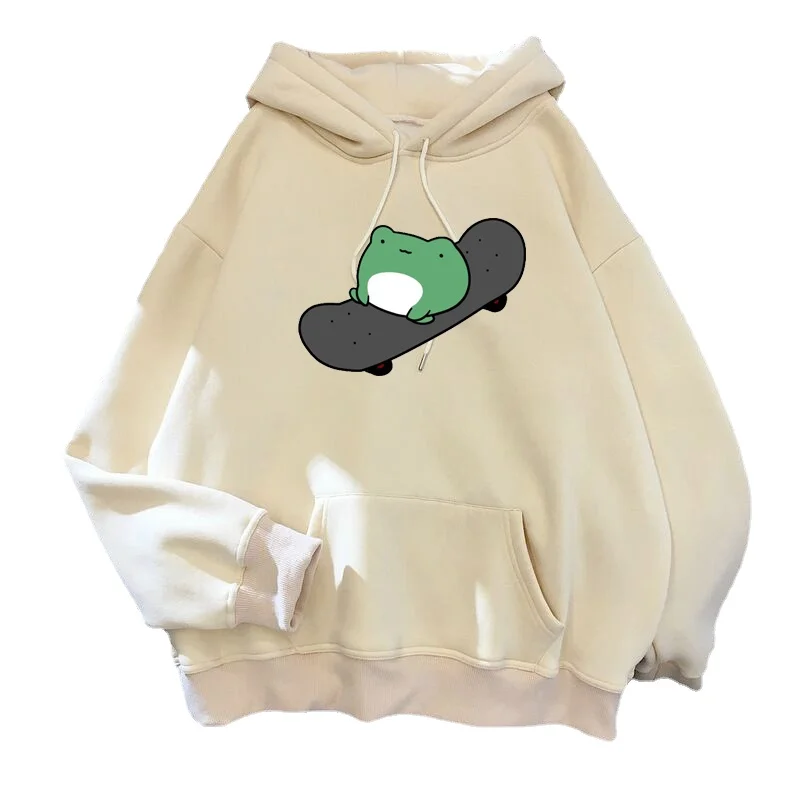 

S-3XL Skateboard Frog Oversized Sweatshirt Men and Women's Hoodies Harajuku Warm Pullover Womens Korean Style Kpop Hoodie