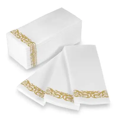 

Disposable Hand Towels 50Pcs Table Paper Napkins Elegant Tissue White Foil Gold Birthday Party Decor Wedding Napkin Serviette