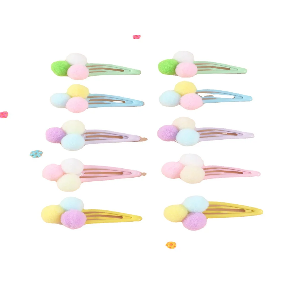 10 шт./комплект детские заколки для волос с помпоном |