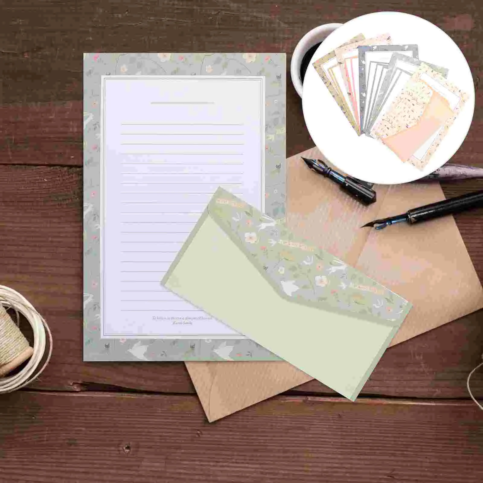 

Floral Letterhead Writing Paper Envelope Envelopes Students Kit Stationary Suit