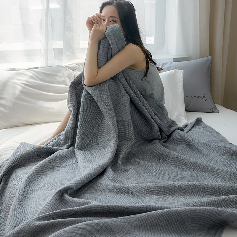 

Elegant Gauze Blanket Soft Cotton Summer Towel Quilt Air Conditioning Quilt Adult Children Breathable Blanket