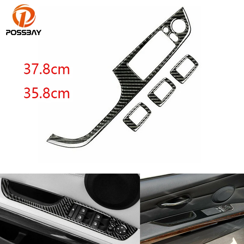 

4 шт. 35,8 см/37,8 см углеродное волокно LHD кнопка переключателя двери окна автомобиля Наклейка для BMW 3 серии E90 2005-2010 2011 2012