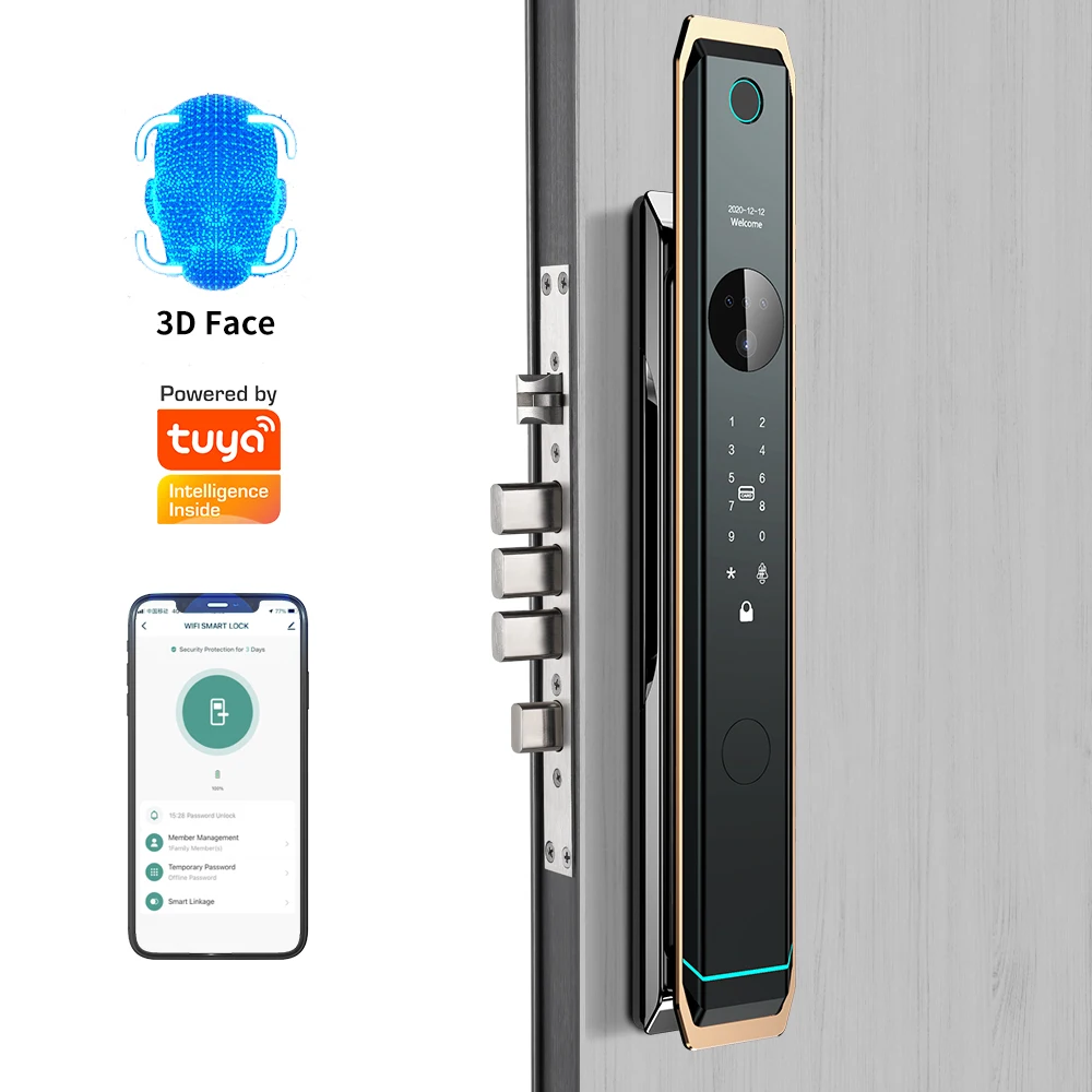 Полностью автоматическое 3D распознавание лица Tuya Wifi приложение Smart Lock камера ключ биометрический отпечаток пальца RFID карта цифровой пароль