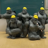 gorilla going to school series gashapon toys creative action figure model desktop ornament toys