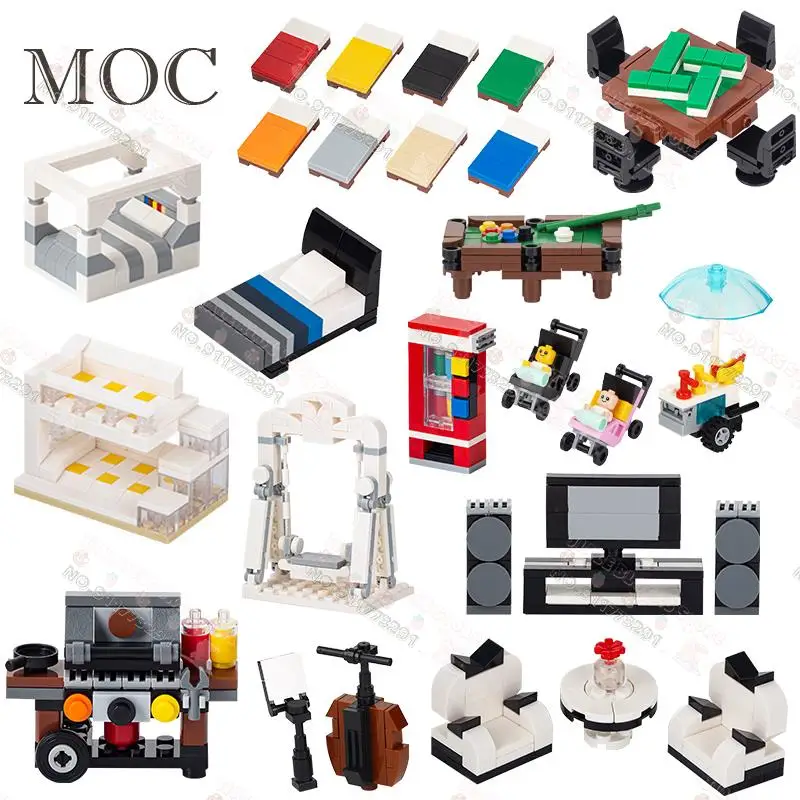 Город МОС серия мебели кровать ТВ диван детская коляска строительные блоки