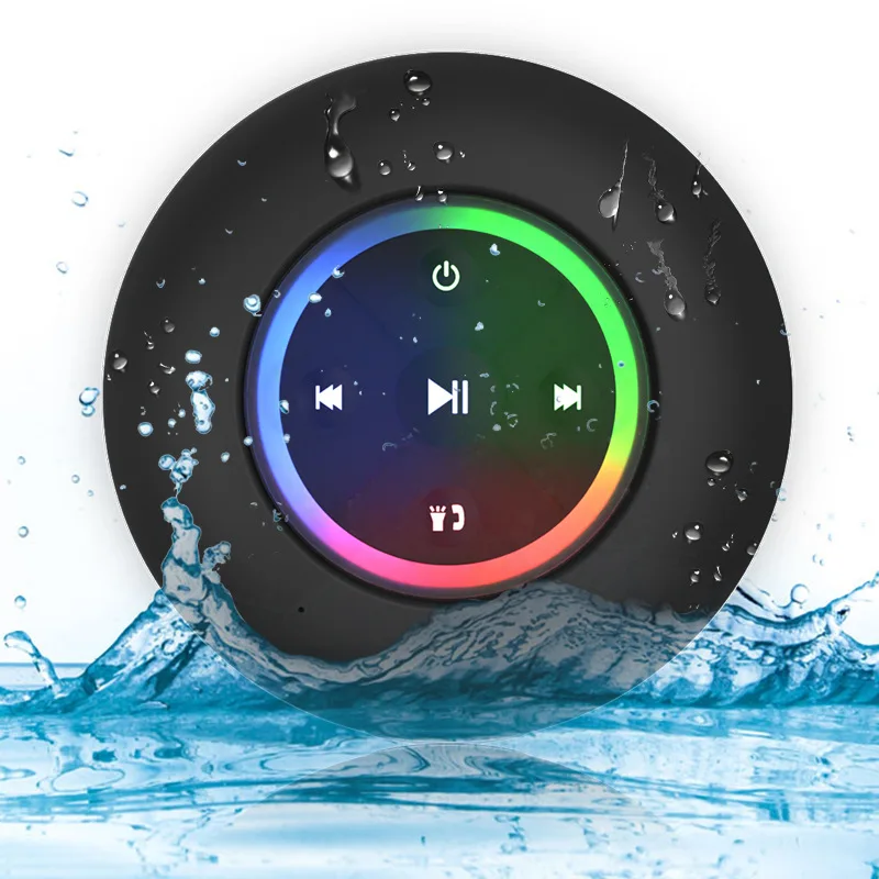 

Mini LED Light Waterproof Bathroom Bluetooth Speaker, Large Suction Cup Car Portable Audio, Support Call Answering