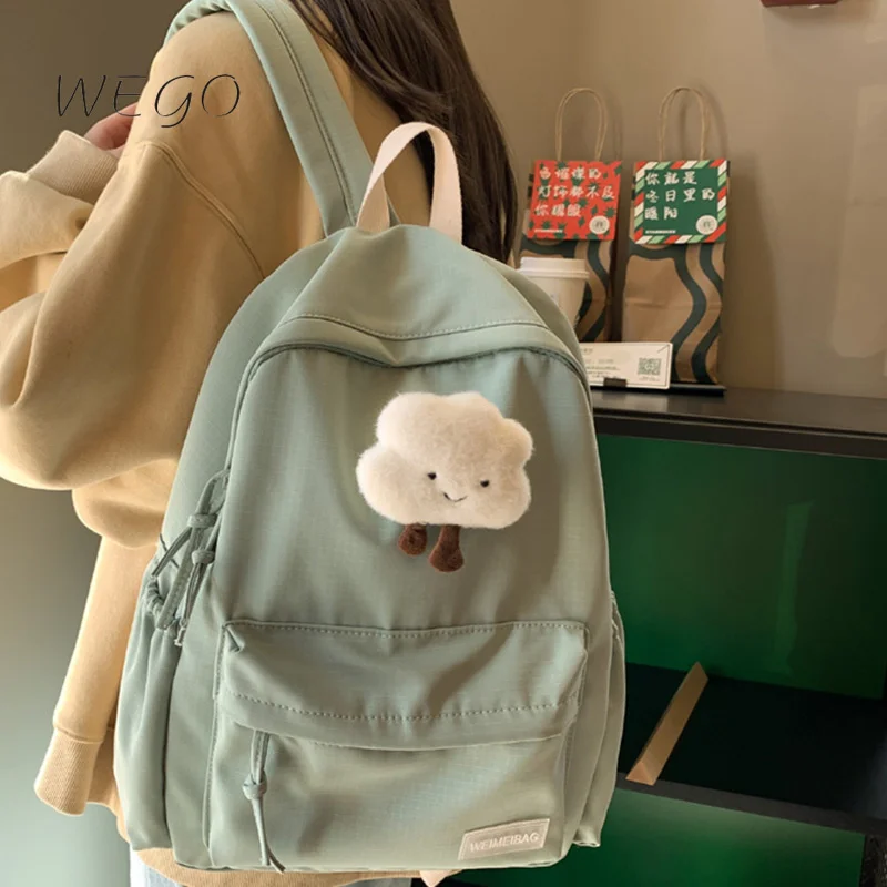 

2023Waterproof Nylon Women School backpack Large Solid Color Girls Travel Bag College Schoolbag Female Laptop Back Pack Mochilas
