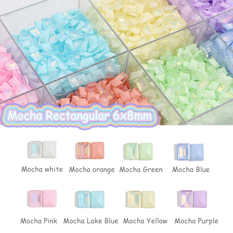 Высокое качество 6X8MM острый нижний край прямоугольный цвет мокка ногти арт -