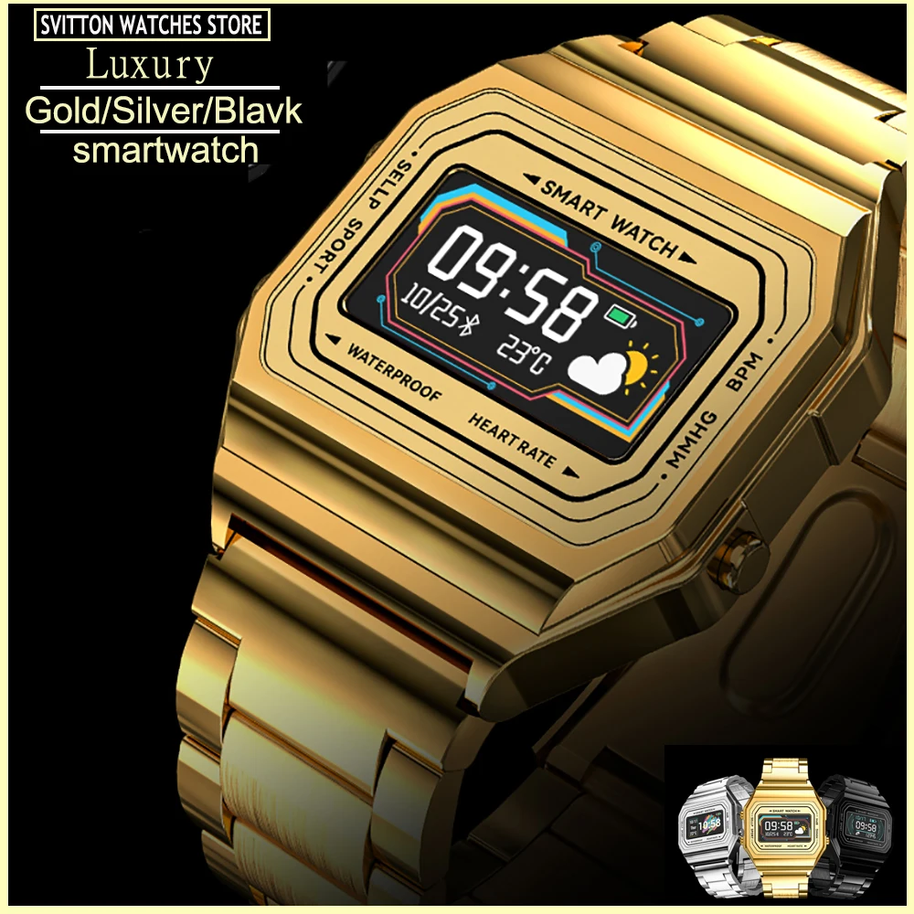 Роскошные золотистые Цифровые Смарт-часы с сенсорным экраном для мужчин 2022