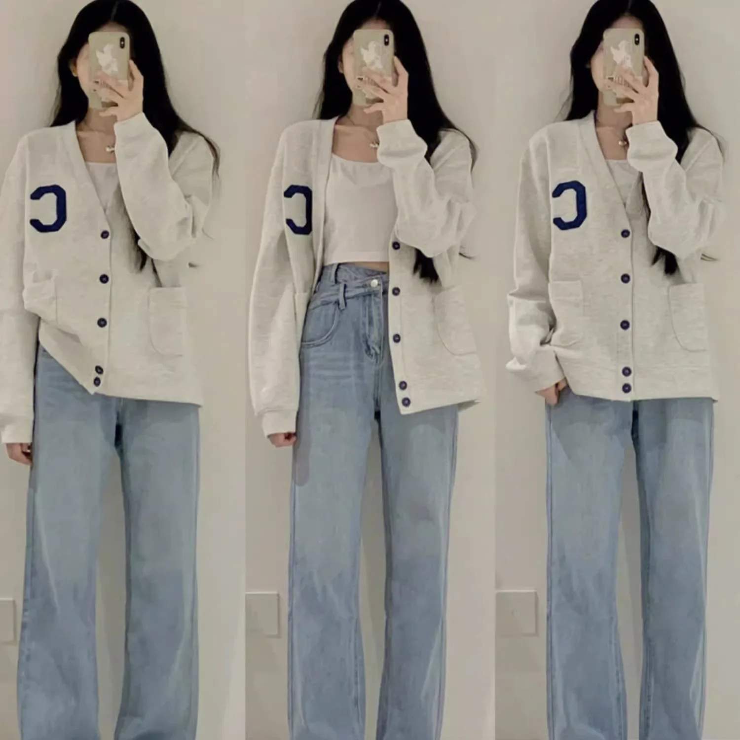 Вязаный свитер кардиган женский топ с V-образным вырезом вязаная одежда в