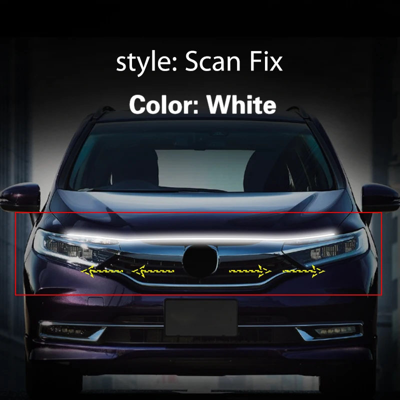 

Для Honda шаттл 2015-2024 12 В сканирование стартовой капота автомобиля фотополоса светодиодная дневная подсветка строка водонепроницаемая гибкая фотополоса
