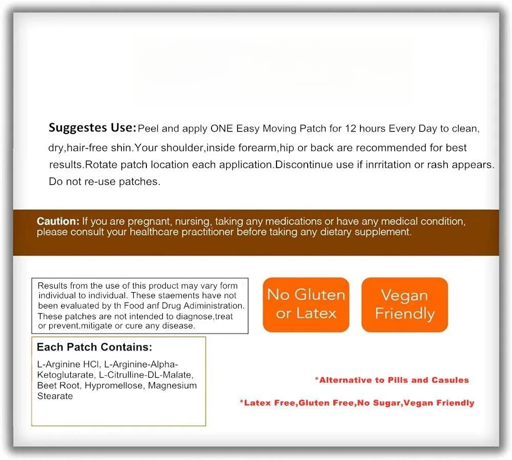 30 патчей L-аргинин для мужчин L-цитруллиновый комплекс с свекольным корнем
