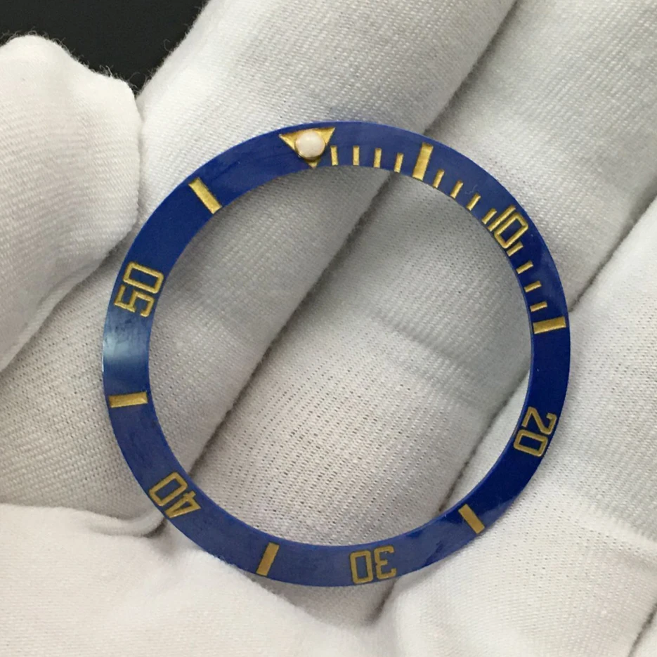 38mm Watch Bezel Ceramic Ring S New  Blue Gold. Ring Mouth Watch Bezels Parts Men Watch Accessories