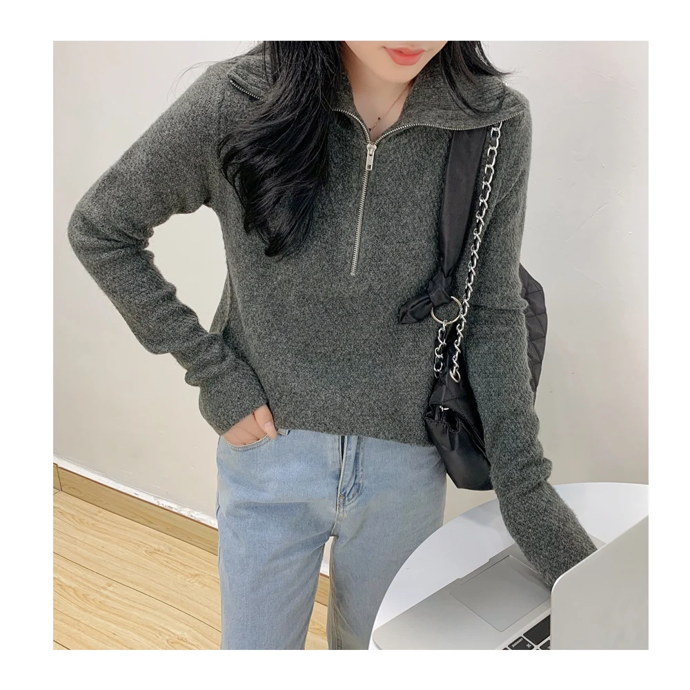 

Женский свитшот в стиле ретро, на молнии, с большими лацканами