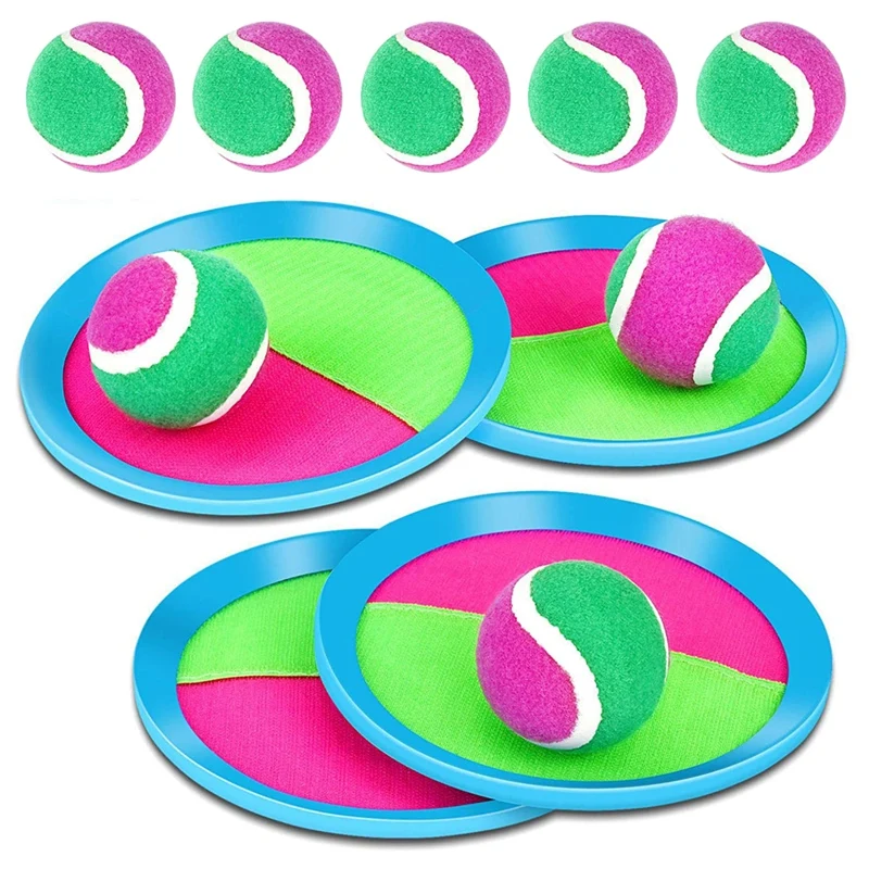 

Toys Ball Catch Set Games Toss Paddle Toss And Catch Sports Game Set 4 Paddles 8 Ball For Kids Adults Outdoor Game
