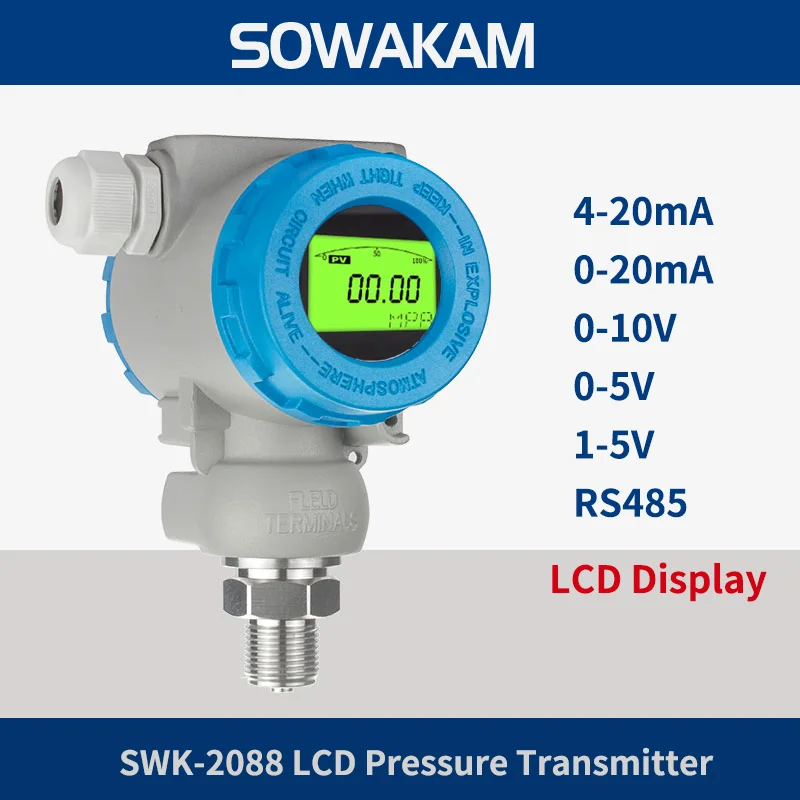 SWK-2088 LCD Digital Pressure Transmitter Water Oil Pressure Sensor 4-20mA 10V RS485 Diesel Fuel Pressure Trasmitter