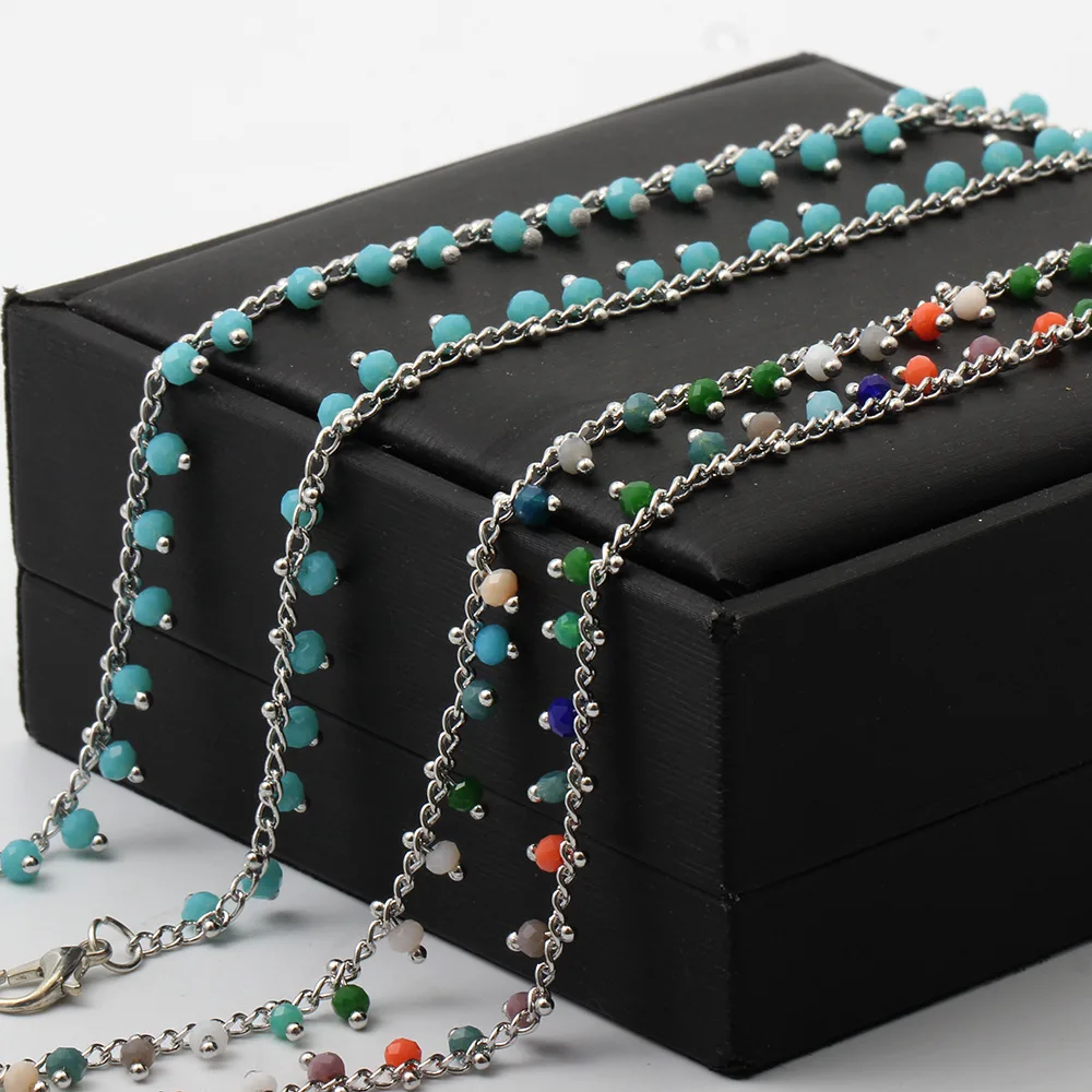 

Easy To Operate Fashion Glasses Strap 13g Exquisite Durable Sunglasses Chain Cords Non-slip Colored Millet Beads Chain 70cmx3mm