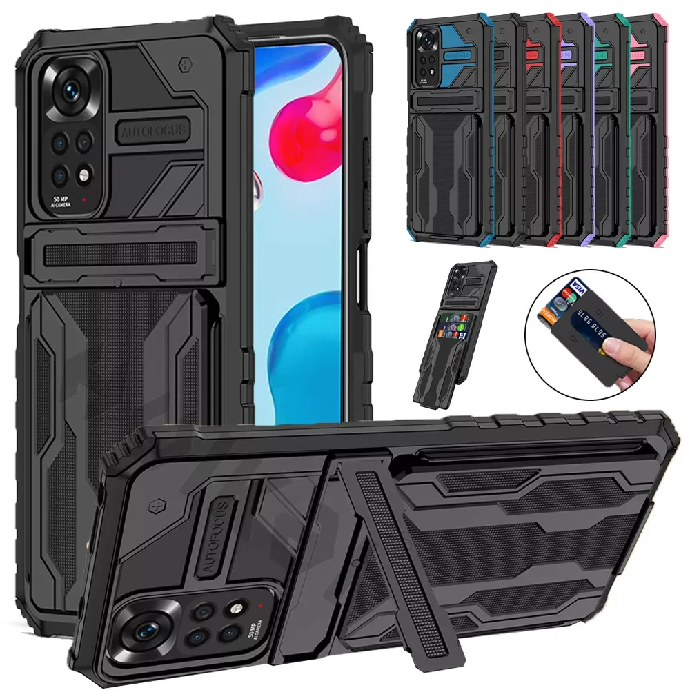 

Armor Case for xiaomi Redmi Note 11S 11 10 10S 9 Pro Max 11T M4 M3 X3 Pro Anti Shock KickStand Card Slot Case