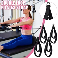 38cm double loop pilates belt cotton webbing fleece leg straps fracture resistant black color for yoga fitness exercise h0w4