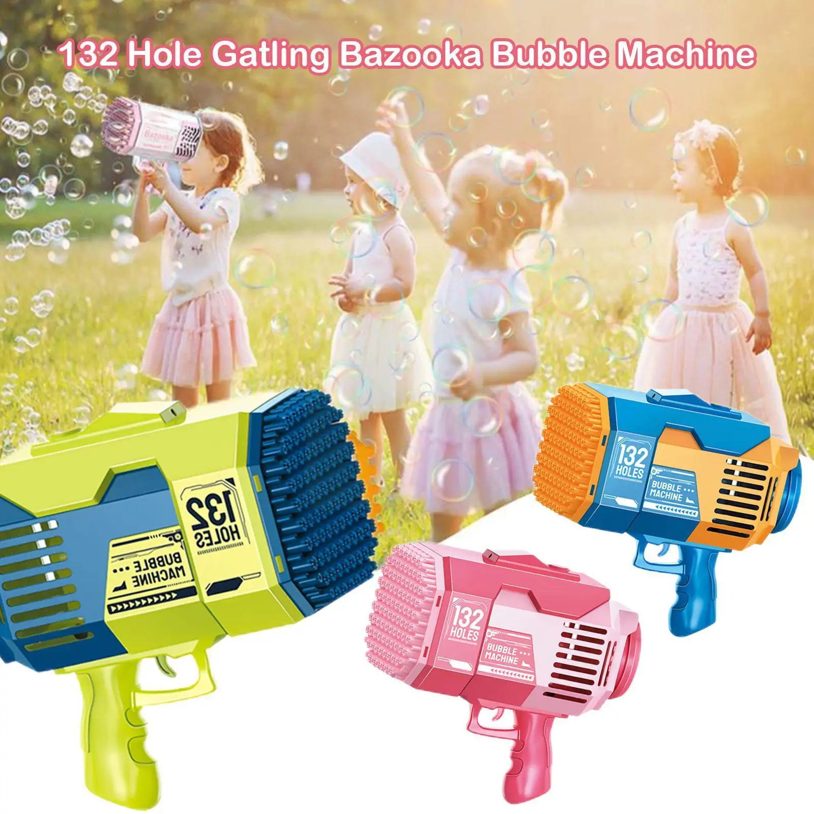 

New Kids Gatling Bubble Gun Toy Electric Automatic 132 Soapy Hole Summer Charging Water Toy Kids Outdoor Toys Bubble Gun I3D9