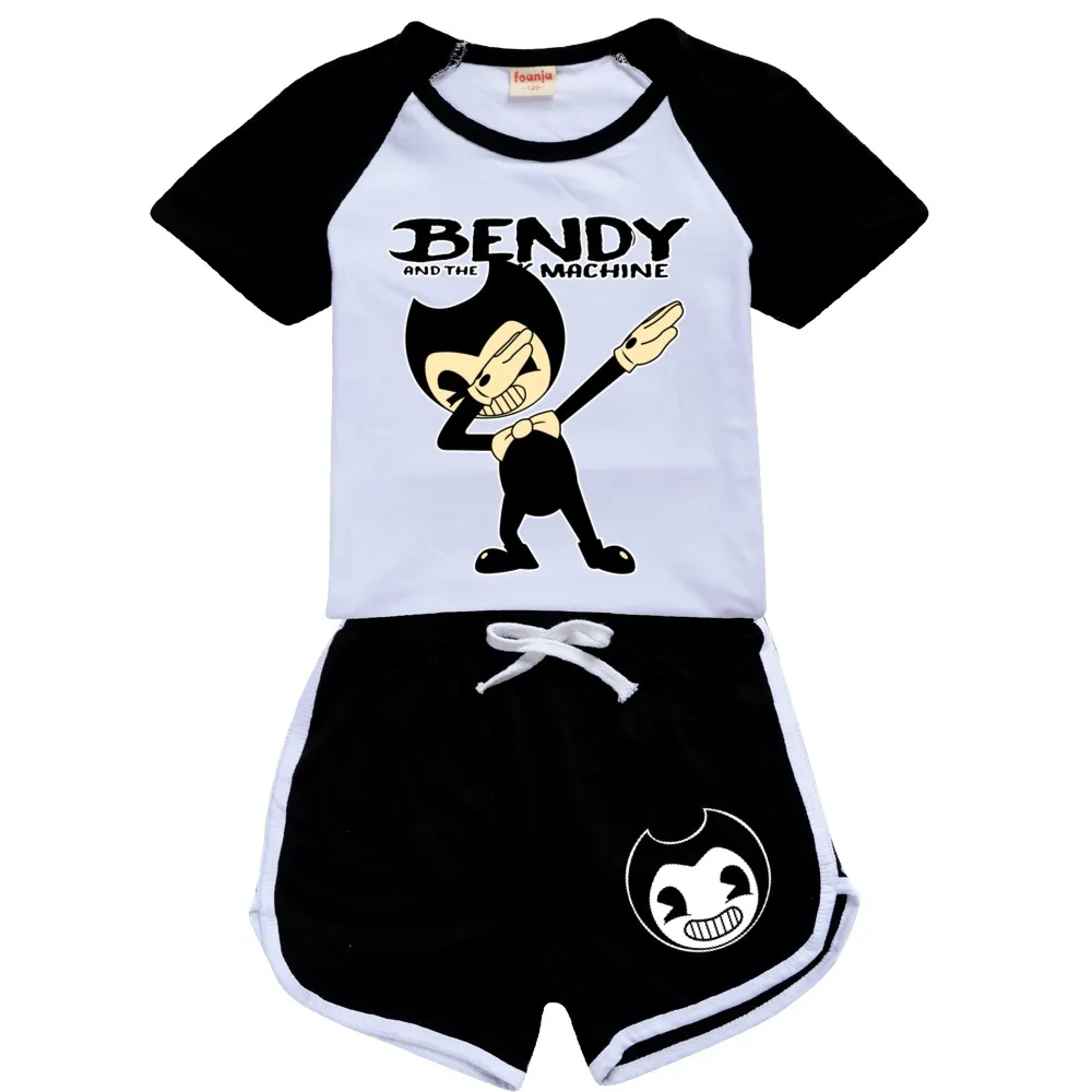

Girls Boys Summer Clothing Set Bendy and The Ink Machineing Kids Sports T shirt+Pants 2-piece set Baby Clothing outfits Pyjamas