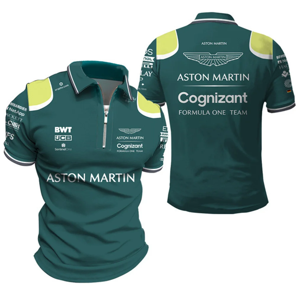 Aston Martin F1 2023 Men's Team Polo Shirt Formula One Racing shirt Fan top Aston Martin official hot sale 2023 F1 T-shirt
