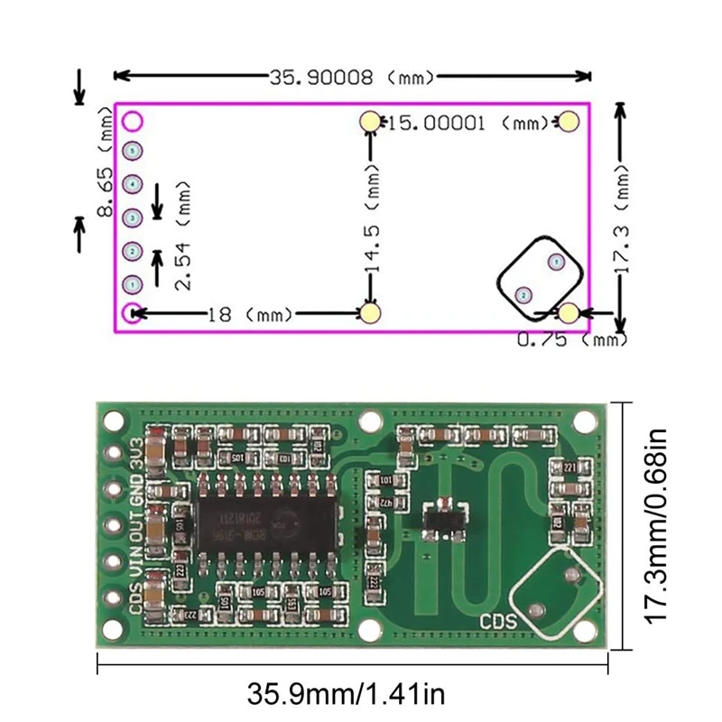 6 шт. встроенный микроволновый радар модуль датчика движения для Arduino ESP8266