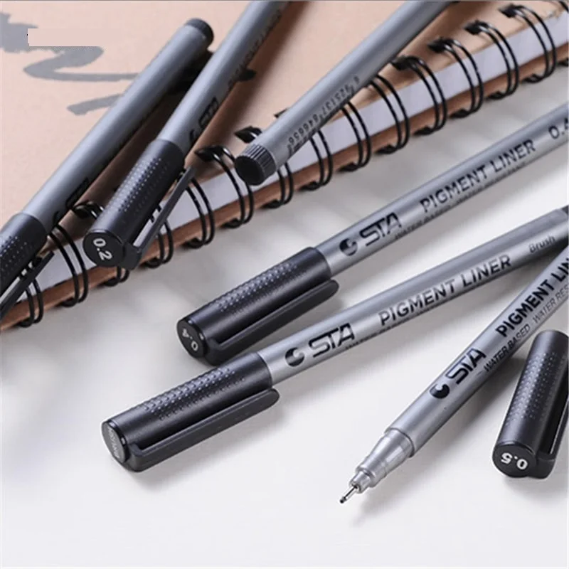 

Black fine sketch Pens Waterproof STA Art Markers brush pen office student School Painting Line Drawing art supplies
