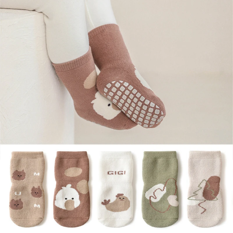 

1 пара, детские Нескользящие носки из хлопка, на осень/зиму