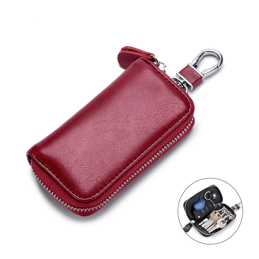 

Cow Split Leather Vintage Wallet Men Key Holder Housekeeper Keys Organizer Women Multifunction Covers Zipper Key Case Bag