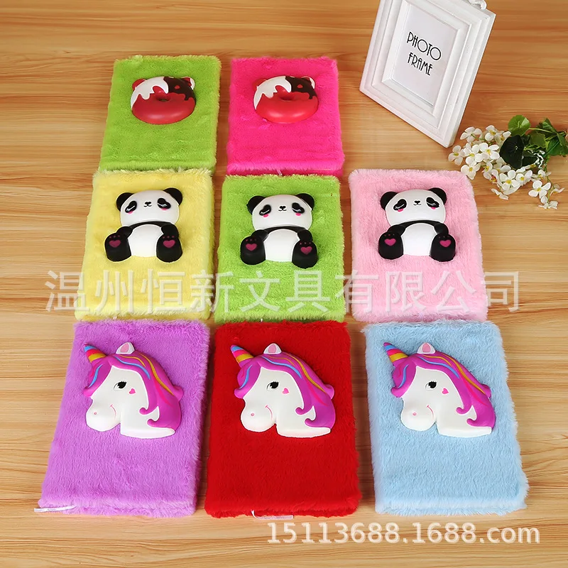 

Cartoon donut children's decompression stationery slow rebound panda unicorn plush notebook A5journal notebook kawaii diary
