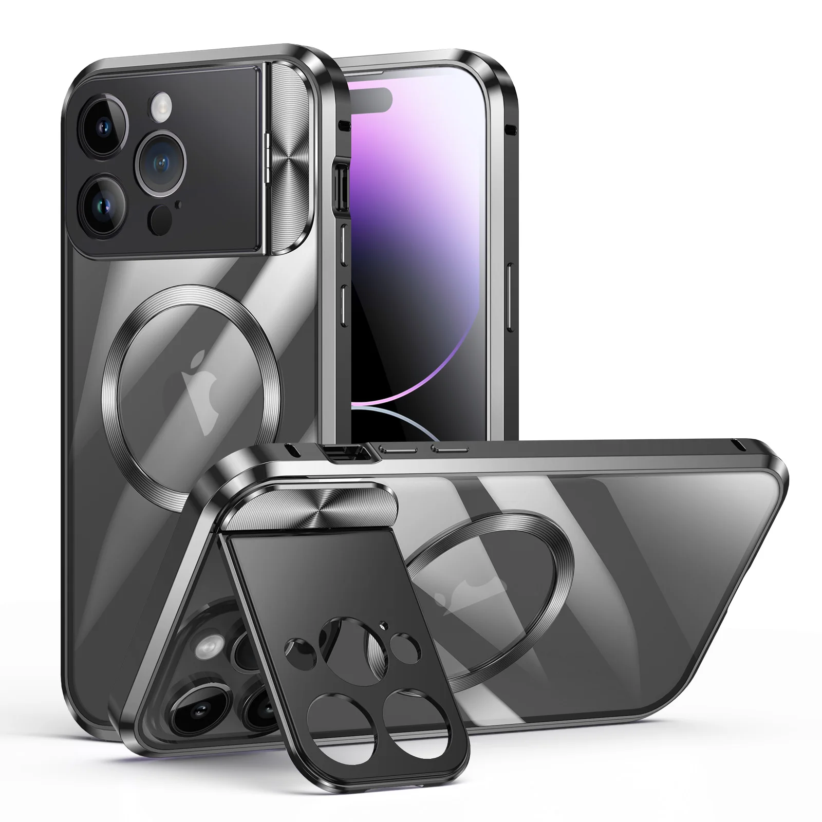 

Metal Magnetic MagSafe Case For iphone 15 14 13 Pro Max 15 pro aluminium alloy support camera lens ultra-thin protective cover