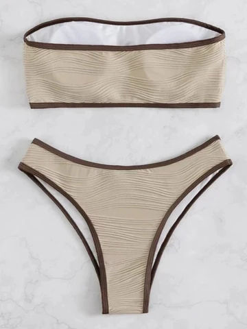 Bikini Sexy Women Swimsuit 2023 New Solid Bandeau Bikinis Set Thong Swimwear Summer Biquini 2 Piece Bathing Suit Beach Female