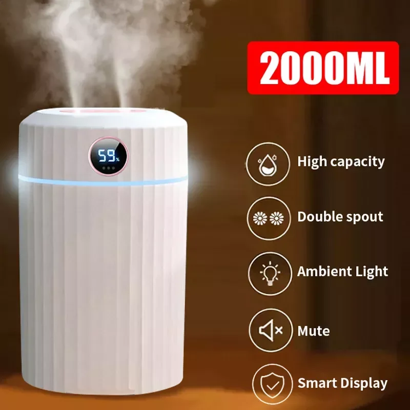 

NEW2023 New in Double Nozzle Air Humidifier With LCD Display Essential Oil Aroma Diffuser Ultrasonic Humidifiers Aromatherapy Di