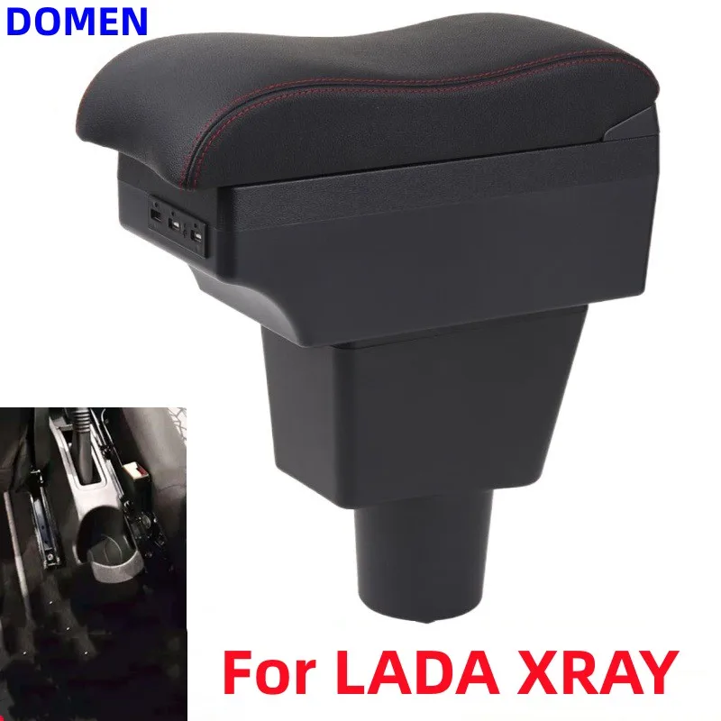 

For LADA Xray armrest box For LADA XRAY Car Armrest box Storage box Internal modification USB charging Ashtray Car Accessories