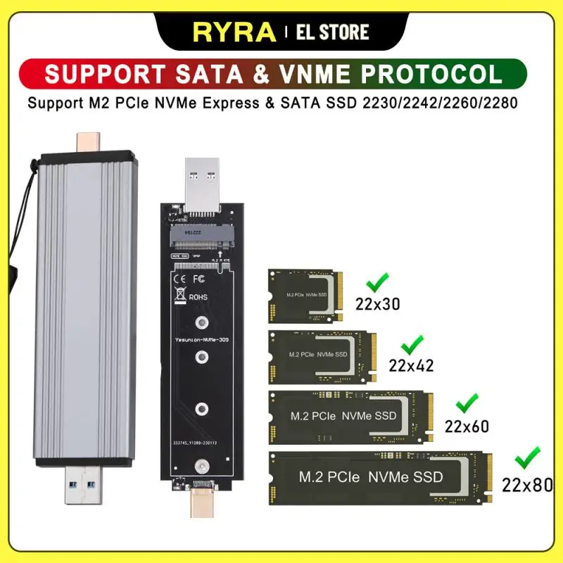 

Корпус для SSD-накопителя M.2 NVMe, USB 3,1, 10 Гбит/с