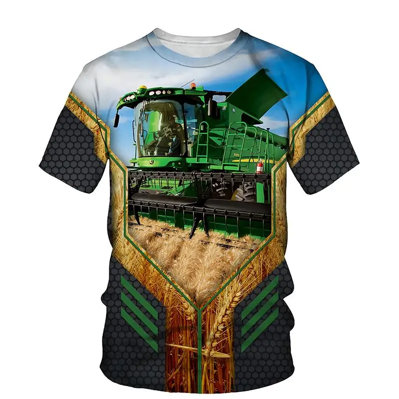 

Men's Round Neck Loose T-shirt Truck Tractor 3D Printing Hip Hop Fashion Cute Sun Top High Quality Unisex Summer New Style