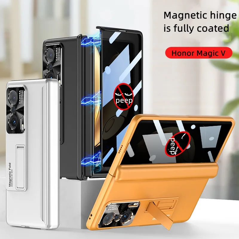 Anti-Peep Flim Case For Huawei Honor Magic V 5G Case Hinge Magnetic Stand Pc Shockproof for Magic V Kickstand Funda Function Hot