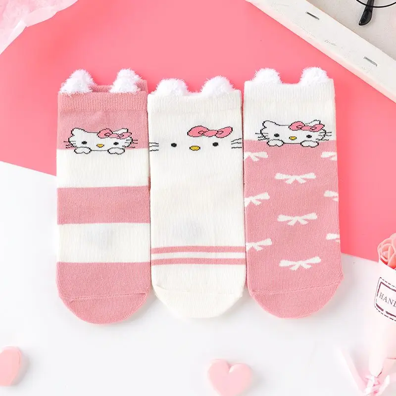 

New Kawaii Sanrio Socks Hello Kittys Cartoon Autumn and Winter Cotton Socks Women's Animation Cute Children's Birthday Gifts