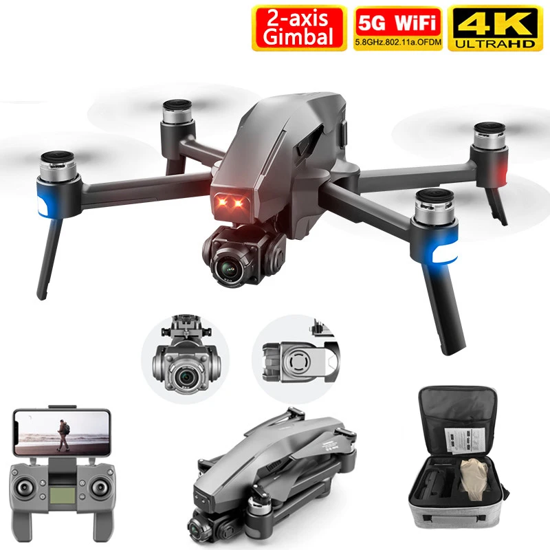 New M1 pro drone HD mechanical 2-Axis gimbal camera 4K HD Camera 1.6KM control distance 5G wifi gps system supports TF card Toy