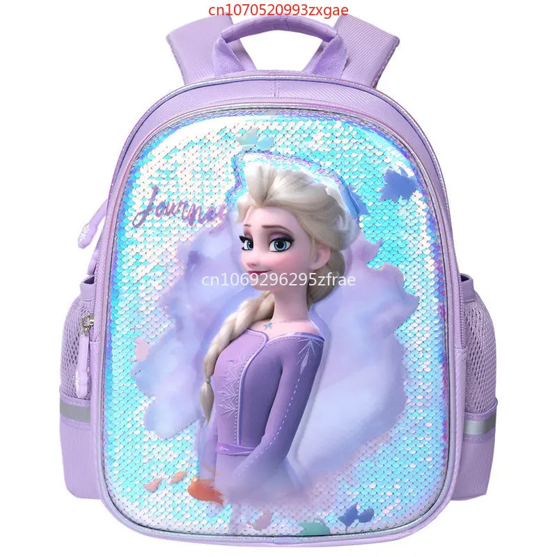 100% authentic luxury Disney Frozen girls' schoolbag, 3D layered film embossed Princess Aisha pattern Disney backpack