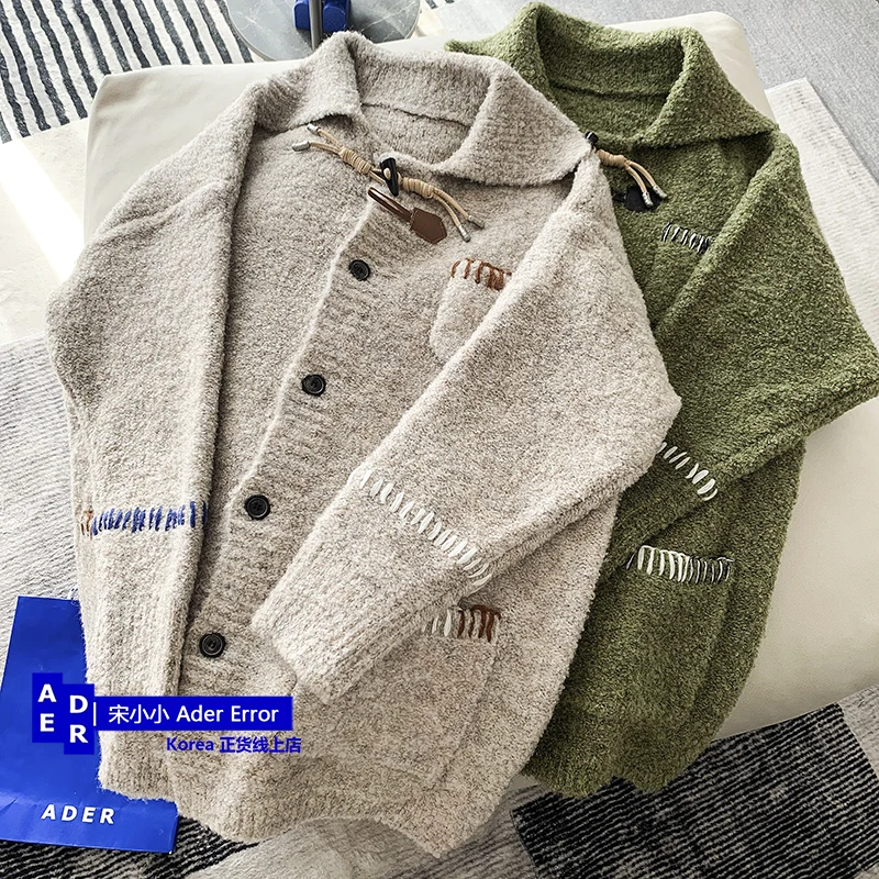 Autumn and winter new high-quality woolen cloth coat Korean fashion simple lapel patch embroidery Oversized knitted coat unisex