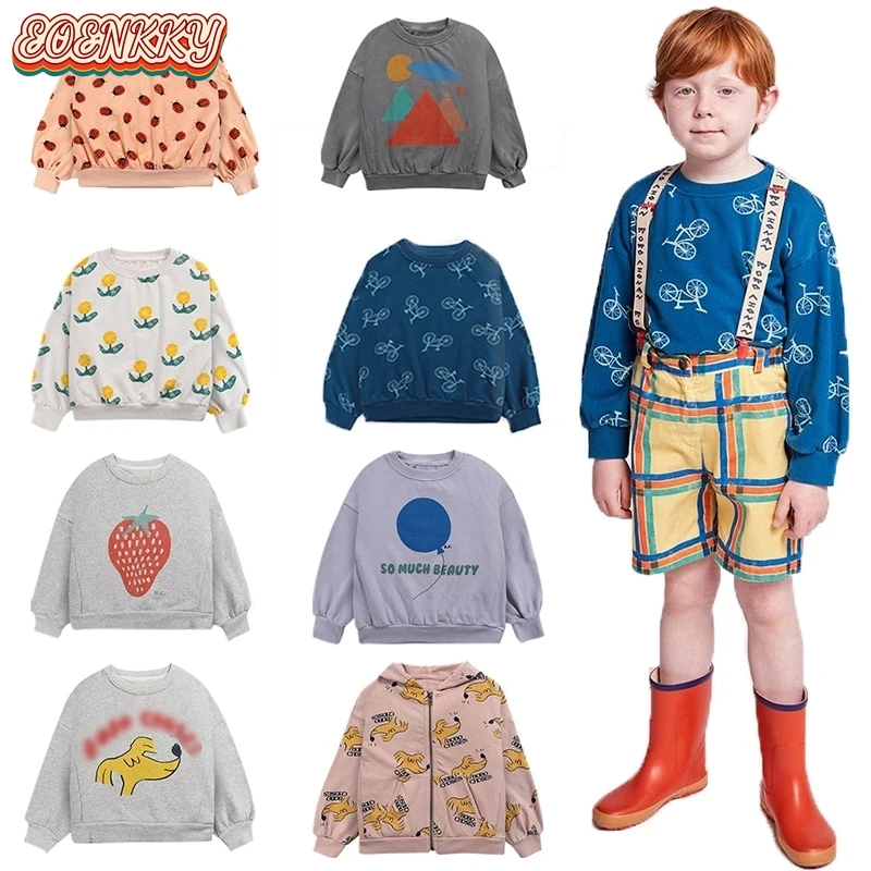 Детская хлопковая толстовка Bobo с мультяшным рисунком новинка на весну и осень