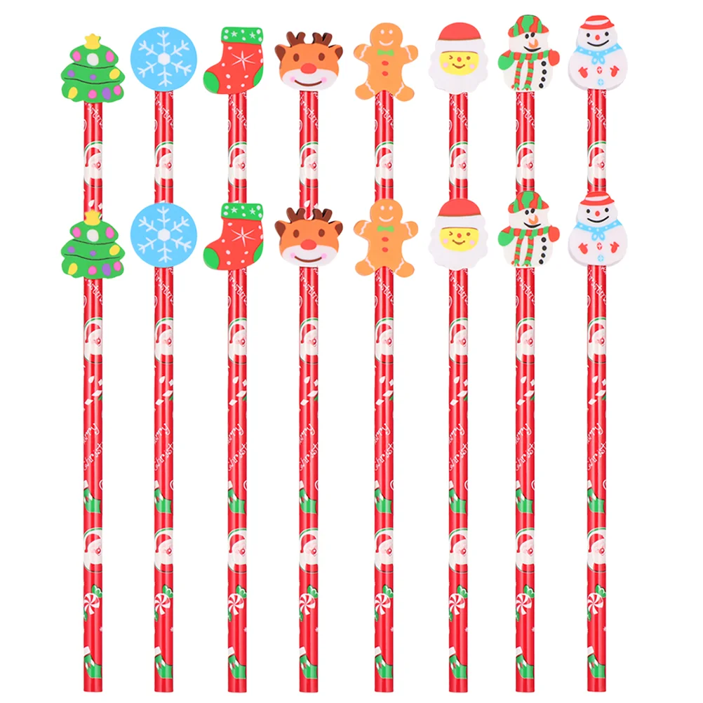 

24 Pcs Writing Pencils Multi-function Sketch Gift Christmas Pattern Wooden Supply Pupils