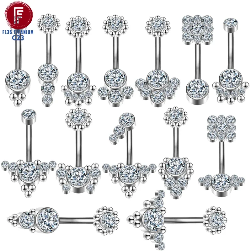F136 Титановый пирсинг пупка перегородка кликер циркон шарнирный сегмент 16 г Nombril