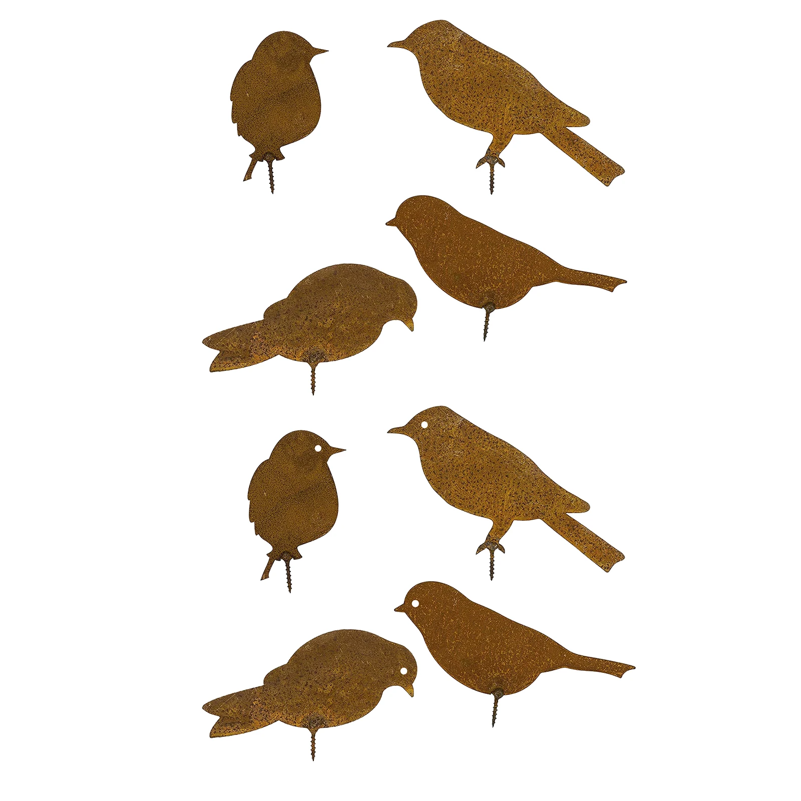 Металлический садовый искусственный силуэт с птицами и ржавым патином