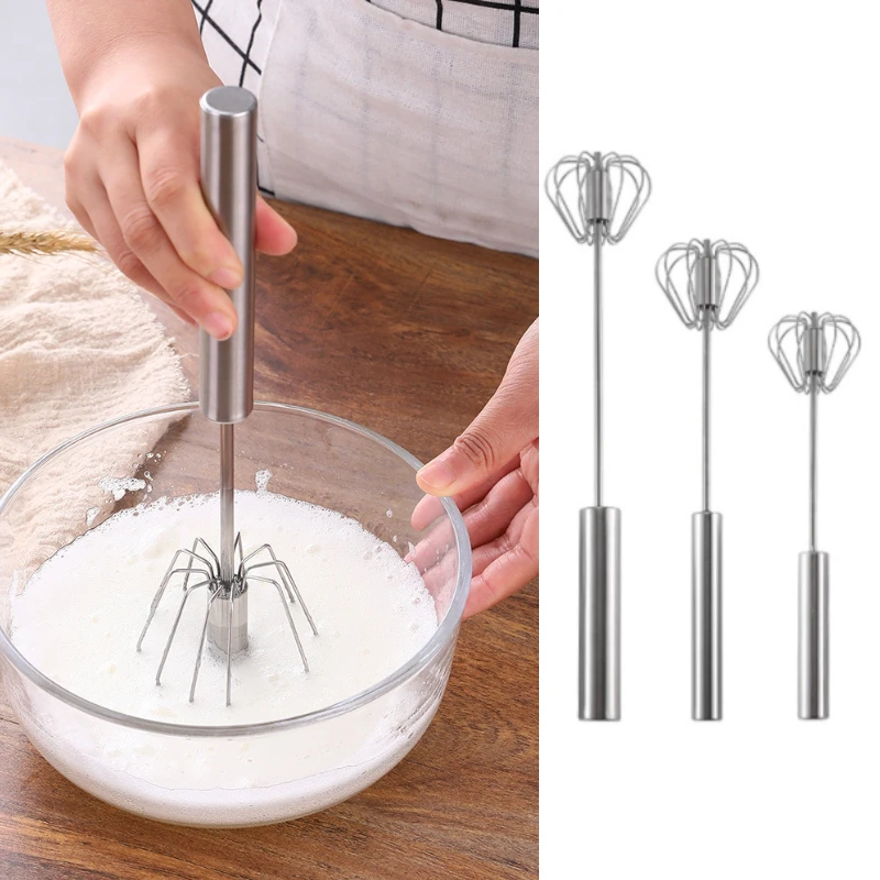 

Semi-automatic Egg Beater 304 Stainless Steel Egg Whisk Manual Hand Mixer Self Turning Egg Stirrer Kitchen Accessories Egg Tools